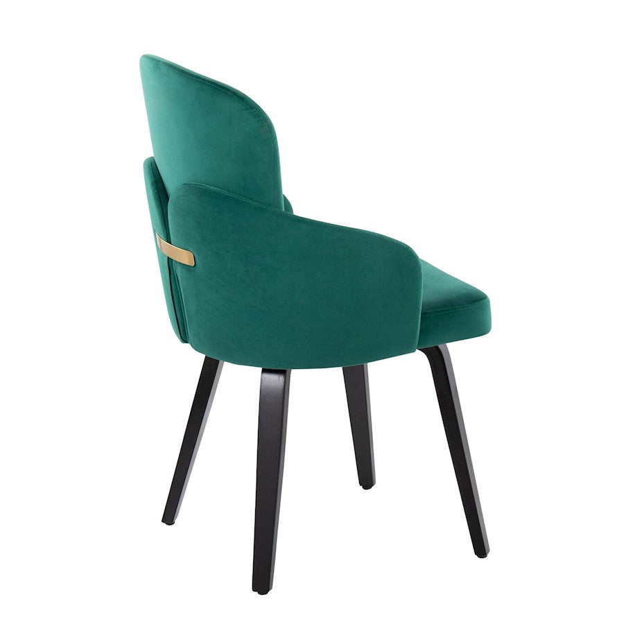 LumiSource Dahlia Dining Chair Set/2 | Black Wood, Green Velvet & Gold Metal | Dining Room & Kitchen Seating | Model CH-DAHLIA2-WBKVGN2