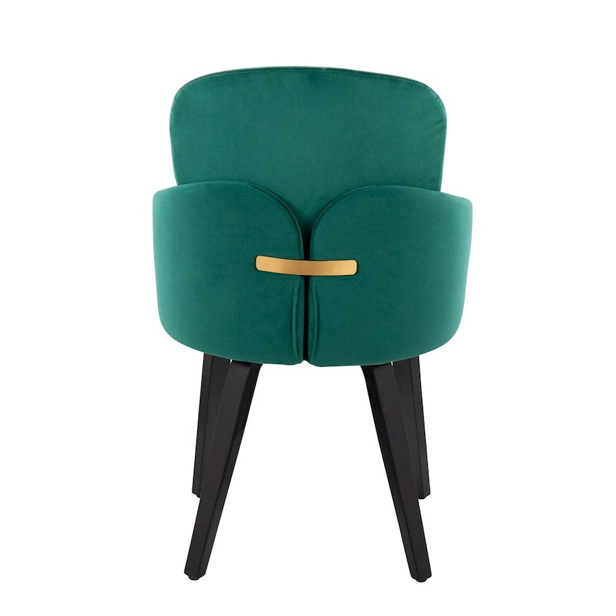 LumiSource Dahlia Dining Chair Set/2 | Black Wood, Green Velvet & Gold Metal | Dining Room & Kitchen Seating | Model CH-DAHLIA2-WBKVGN2