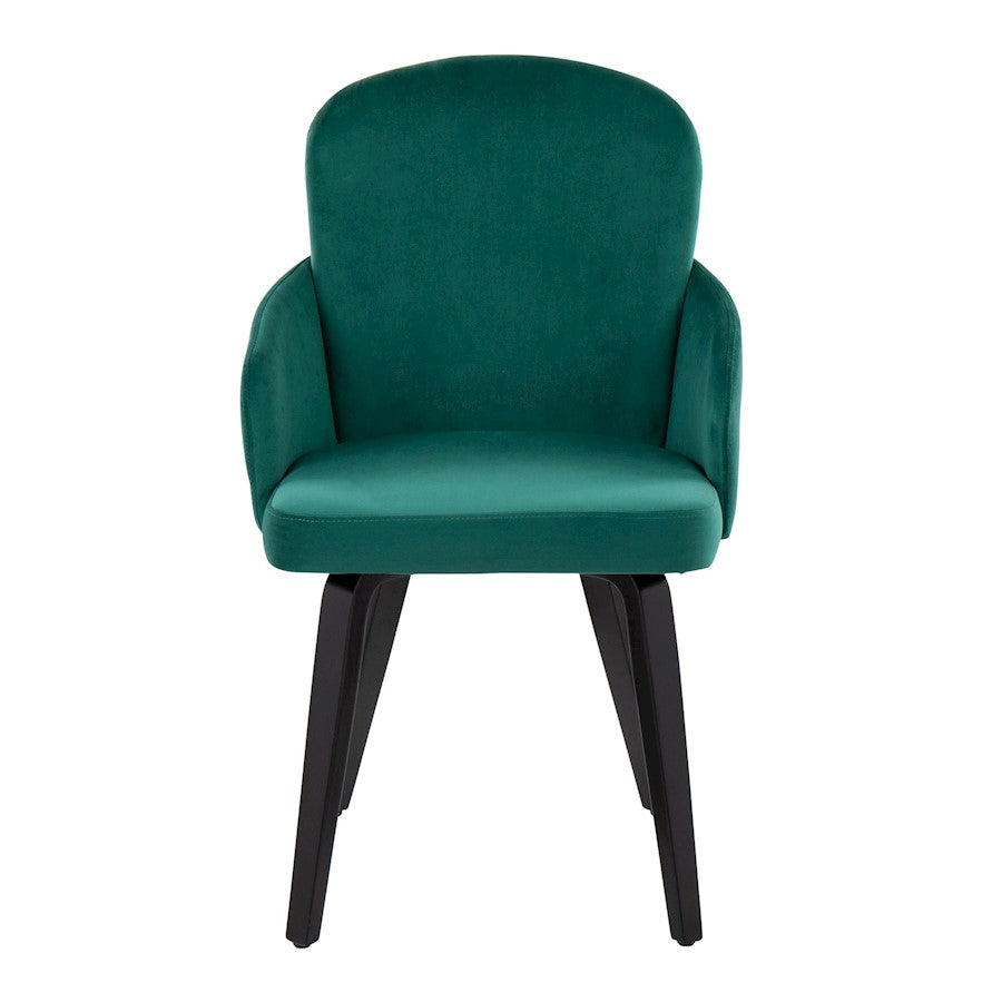 LumiSource Dahlia Dining Chair Set/2 | Black Wood, Green Velvet & Gold Metal | Dining Room & Kitchen Seating | Model CH-DAHLIA2-WBKVGN2