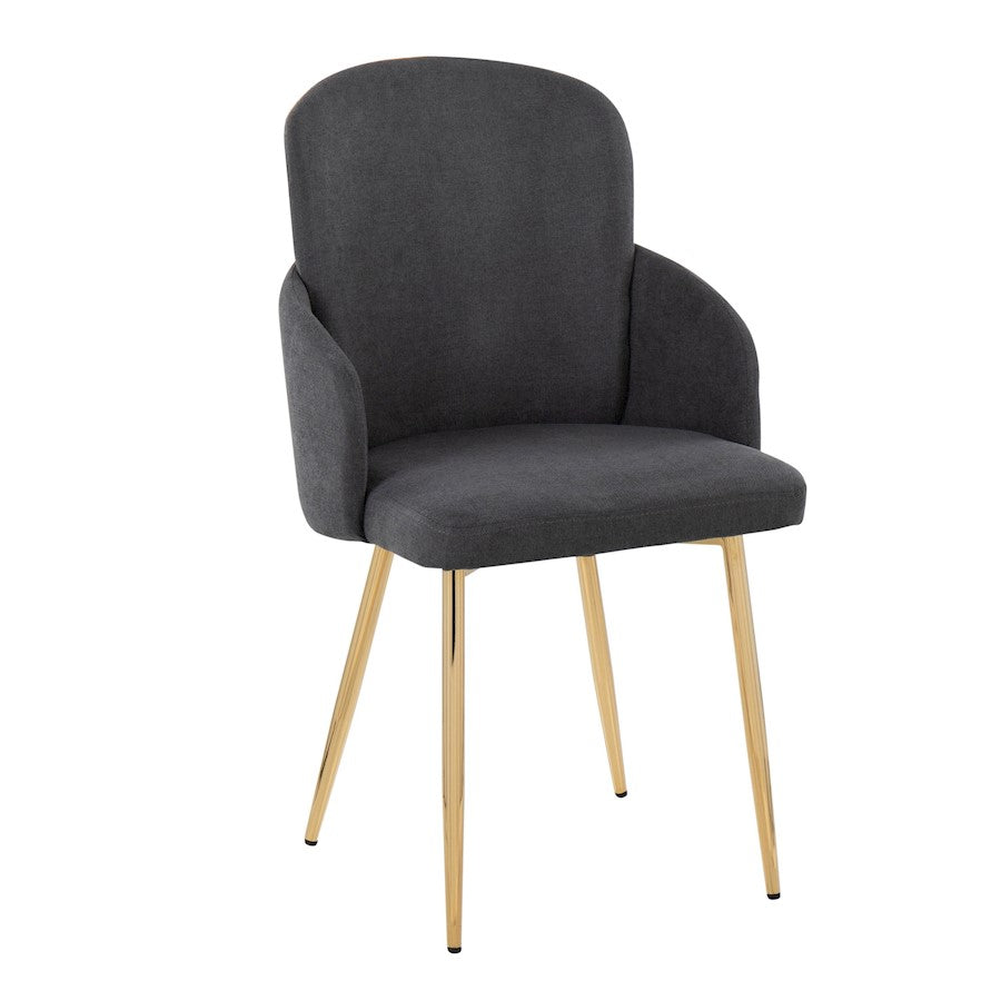 LumiSource Dahlia Dining Chair Set of 2 | Contemporary Gold Metal and Grey Fabric | Dining Room & Kitchen Seating | Model CH-DAHLIA2AUFGY2