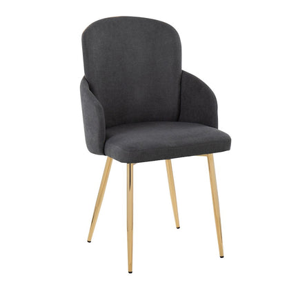LumiSource Dahlia Dining Chair Set of 2 | Contemporary Gold Metal and Grey Fabric | Dining Room & Kitchen Seating | Model CH-DAHLIA2AUFGY2