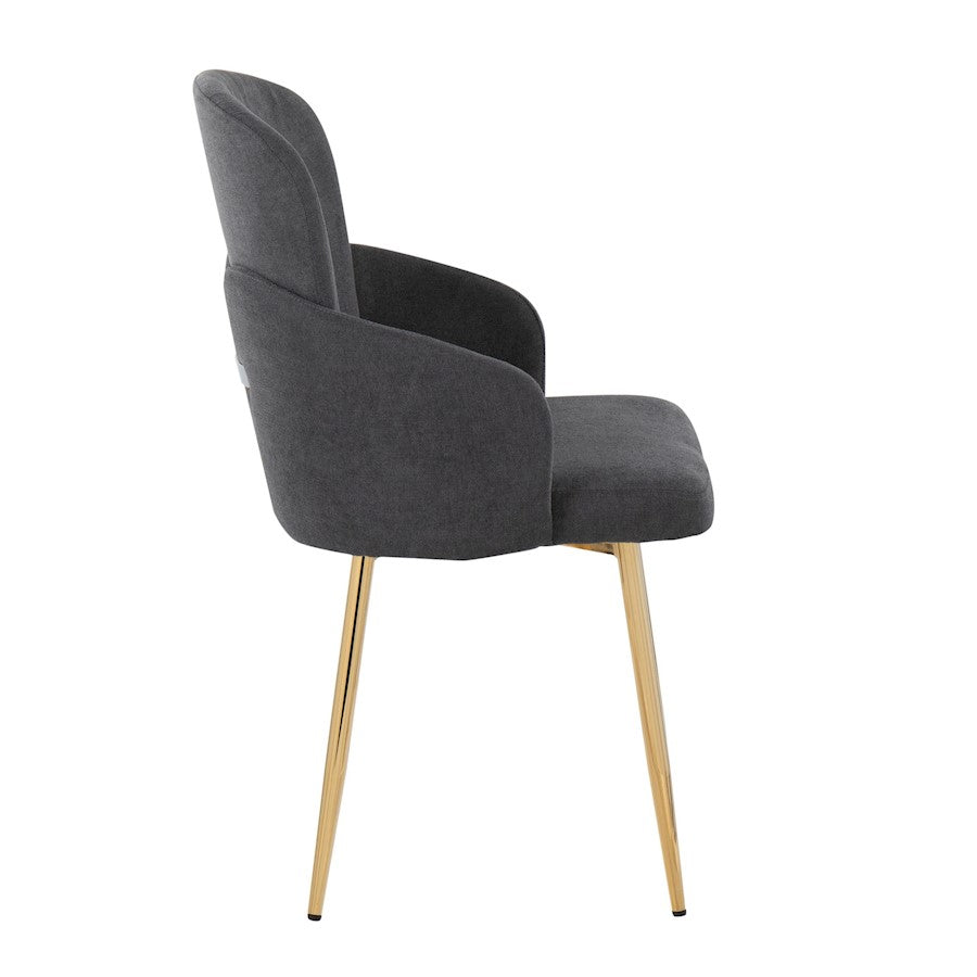 LumiSource Dahlia Dining Chair Set of 2 | Contemporary Gold Metal and Grey Fabric | Dining Room & Kitchen Seating | Model CH-DAHLIA2AUFGY2