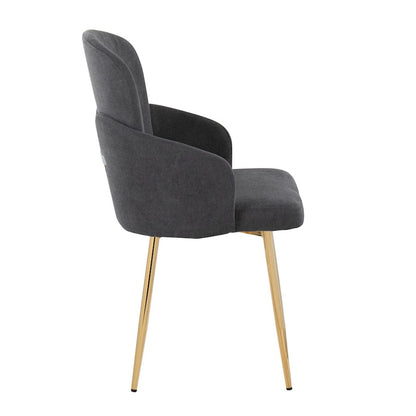 LumiSource Dahlia Dining Chair Set of 2 | Contemporary Gold Metal and Grey Fabric | Dining Room & Kitchen Seating | Model CH-DAHLIA2AUFGY2