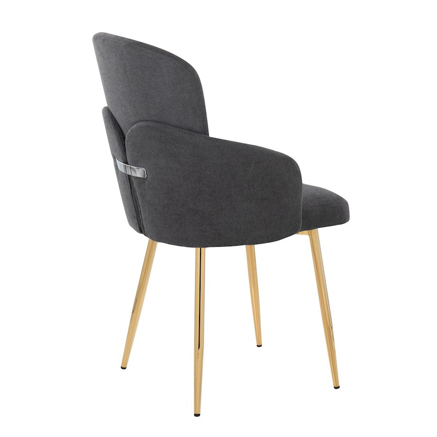 LumiSource Dahlia Dining Chair Set of 2 | Contemporary Gold Metal and Grey Fabric | Dining Room & Kitchen Seating | Model CH-DAHLIA2AUFGY2