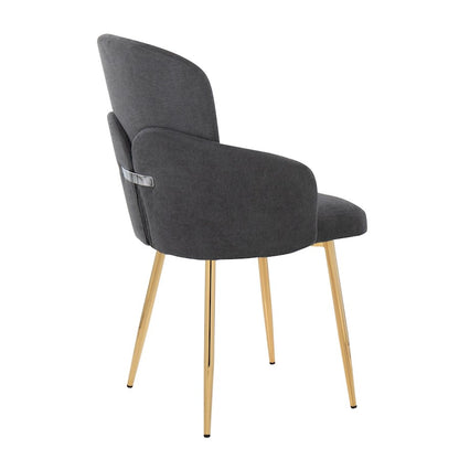 LumiSource Dahlia Dining Chair Set of 2 | Contemporary Gold Metal and Grey Fabric | Dining Room & Kitchen Seating | Model CH-DAHLIA2AUFGY2