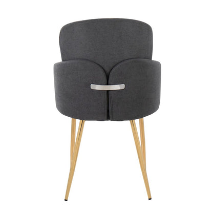 LumiSource Dahlia Dining Chair Set of 2 | Contemporary Gold Metal and Grey Fabric | Dining Room & Kitchen Seating | Model CH-DAHLIA2AUFGY2