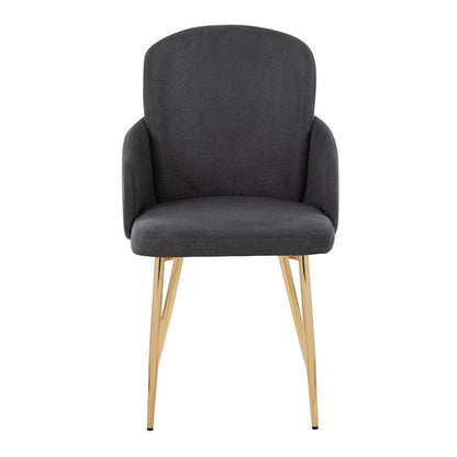 LumiSource Dahlia Dining Chair Set of 2 | Contemporary Gold Metal and Grey Fabric | Dining Room & Kitchen Seating | Model CH-DAHLIA2AUFGY2