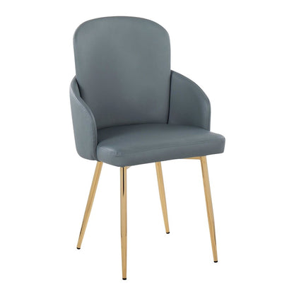 LumiSource Dahlia Dining Chair Set of 2 | Contemporary Gold Metal and Grey PU | Dining Room & Kitchen Seating | Model CH-DAHLIA2AUGY2