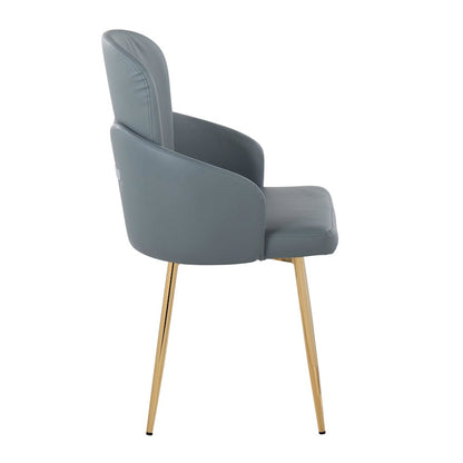 LumiSource Dahlia Dining Chair Set of 2 | Contemporary Gold Metal and Grey PU | Dining Room & Kitchen Seating | Model CH-DAHLIA2AUGY2