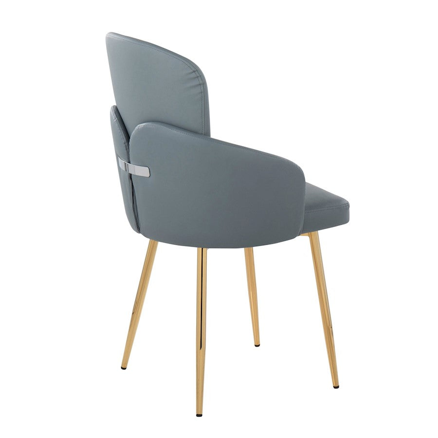 LumiSource Dahlia Dining Chair Set of 2 | Contemporary Gold Metal and Grey PU | Dining Room & Kitchen Seating | Model CH-DAHLIA2AUGY2