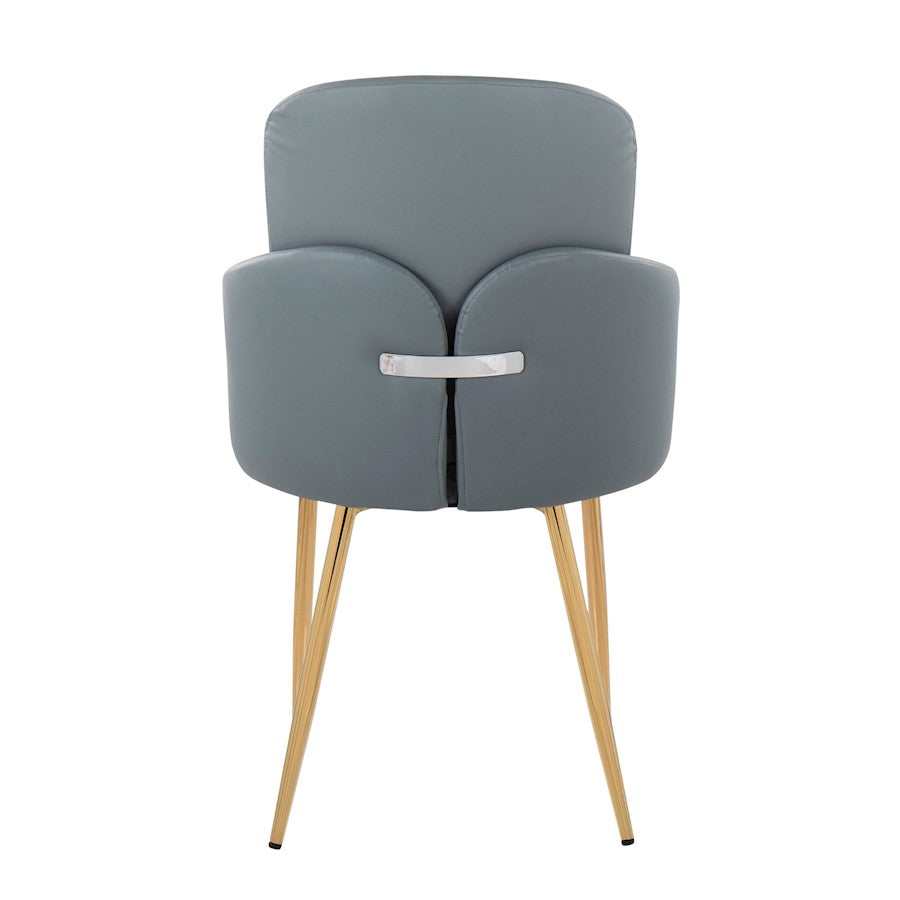 LumiSource Dahlia Dining Chair Set of 2 | Contemporary Gold Metal and Grey PU | Dining Room & Kitchen Seating | Model CH-DAHLIA2AUGY2