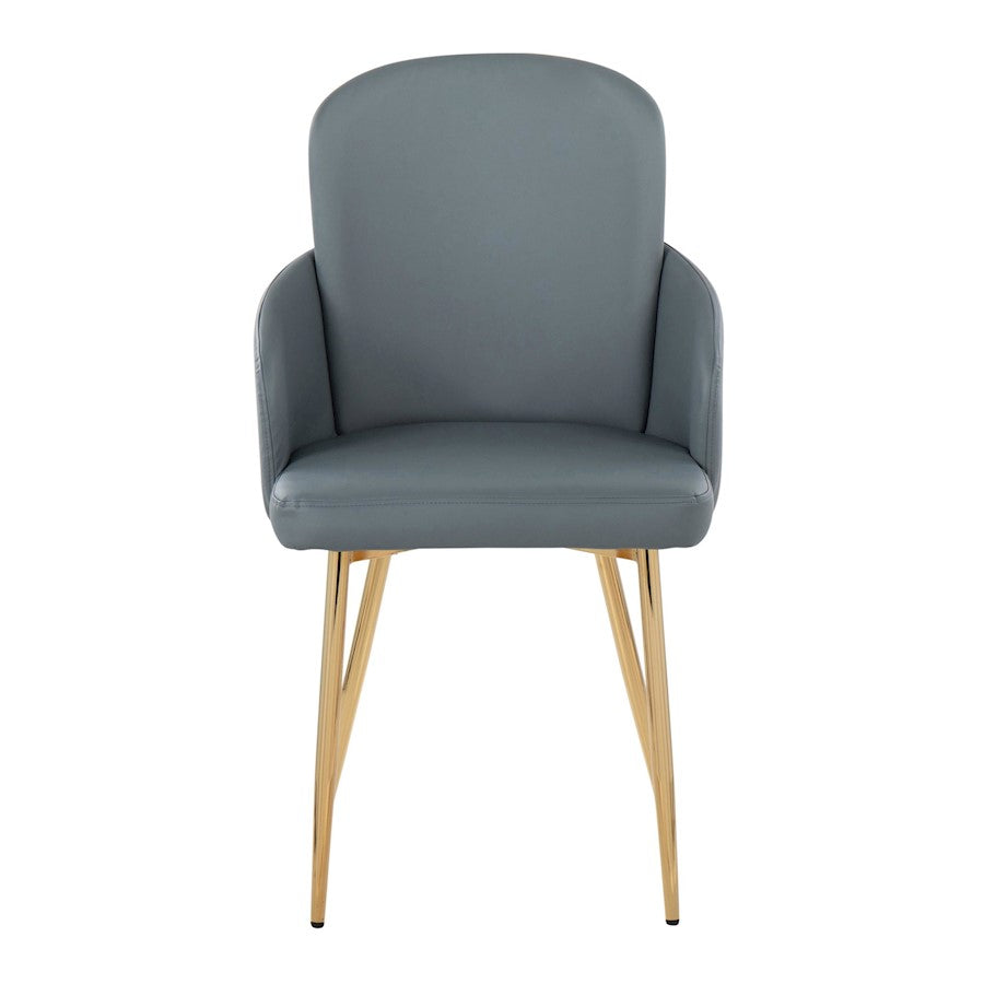 LumiSource Dahlia Dining Chair Set of 2 | Contemporary Gold Metal and Grey PU | Dining Room & Kitchen Seating | Model CH-DAHLIA2AUGY2