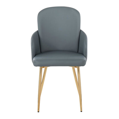 LumiSource Dahlia Dining Chair Set of 2 | Contemporary Gold Metal and Grey PU | Dining Room & Kitchen Seating | Model CH-DAHLIA2AUGY2