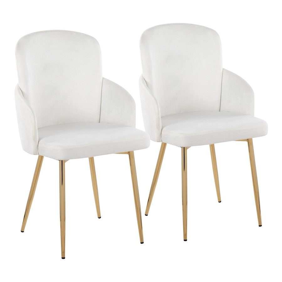 LumiSource Dahlia Dining Chair Set of 2 | Gold Metal & Cream Velvet | Dining Room & Kitchen Seating | 22 x 22.5 x 34.25 in | Model CH-DAHLIA2AUVCR2