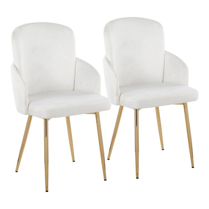 LumiSource Dahlia Dining Chair Set of 2 | Gold Metal & Cream Velvet | Dining Room & Kitchen Seating | 22 x 22.5 x 34.25 in | Model CH-DAHLIA2AUVCR2