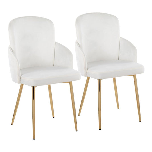 LumiSource Dahlia Dining Chair Set of 2 | Gold Metal & Cream Velvet | Dining Room & Kitchen Seating | 22 x 22.5 x 34.25 in | Model CH-DAHLIA2AUVCR2