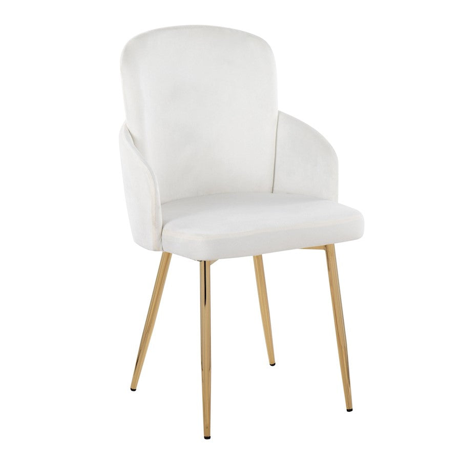 LumiSource Dahlia Dining Chair Set of 2 | Gold Metal & Cream Velvet | Dining Room & Kitchen Seating | 22 x 22.5 x 34.25 in | Model CH-DAHLIA2AUVCR2
