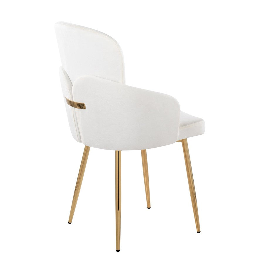 LumiSource Dahlia Dining Chair Set of 2 | Gold Metal & Cream Velvet | Dining Room & Kitchen Seating | 22 x 22.5 x 34.25 in | Model CH-DAHLIA2AUVCR2