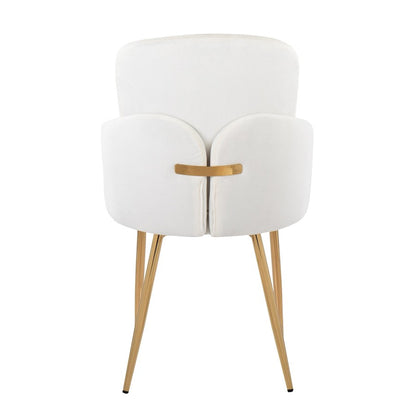 LumiSource Dahlia Dining Chair Set of 2 | Gold Metal & Cream Velvet | Dining Room & Kitchen Seating | 22 x 22.5 x 34.25 in | Model CH-DAHLIA2AUVCR2
