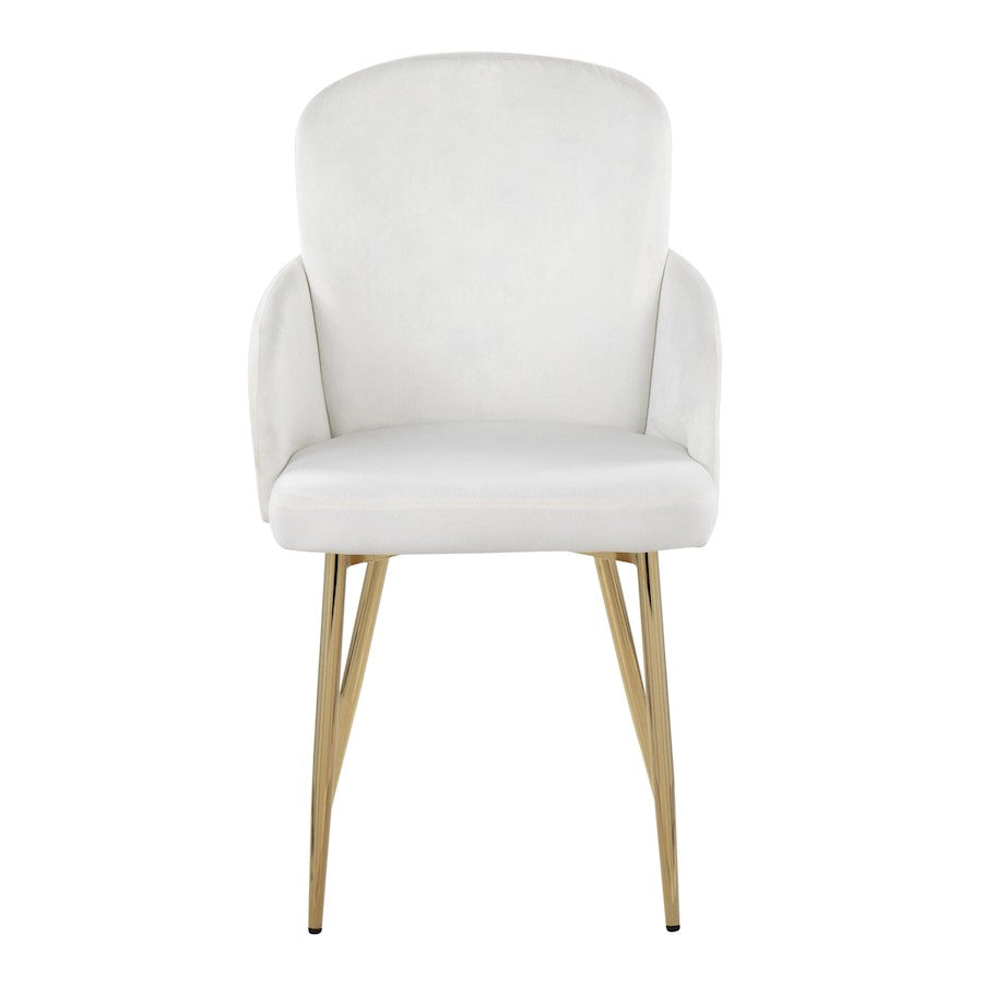 LumiSource Dahlia Dining Chair Set of 2 | Gold Metal & Cream Velvet | Dining Room & Kitchen Seating | 22 x 22.5 x 34.25 in | Model CH-DAHLIA2AUVCR2