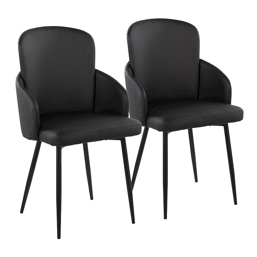 LumiSource Dahlia Dining Chair Set of 2 | Black PU & Chrome Metal | Dining Room & Kitchen Seating | 22 x 22.5 x 34.25 in | Model CH-DAHLIA2BKBK2
