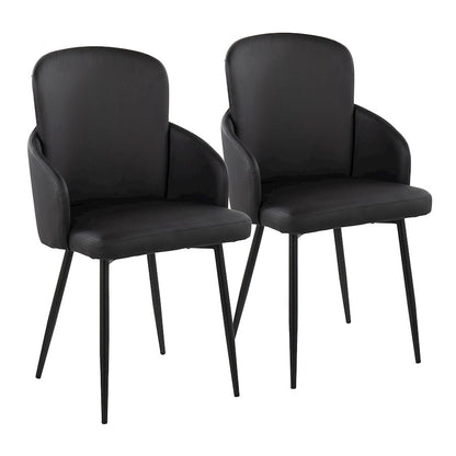 LumiSource Dahlia Dining Chair Set of 2 | Black PU & Chrome Metal | Dining Room & Kitchen Seating | 22 x 22.5 x 34.25 in | Model CH-DAHLIA2BKBK2