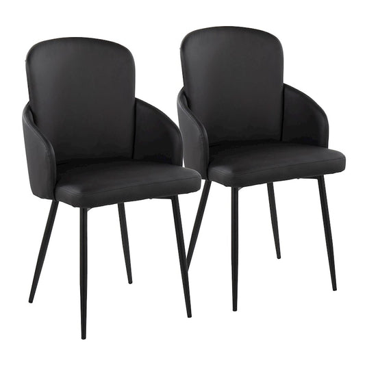LumiSource Dahlia Dining Chair Set of 2 | Black PU & Chrome Metal | Dining Room & Kitchen Seating | 22 x 22.5 x 34.25 in | Model CH-DAHLIA2BKBK2
