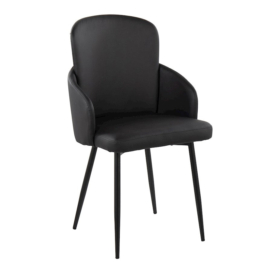 LumiSource Dahlia Dining Chair Set of 2 | Black PU & Chrome Metal | Dining Room & Kitchen Seating | 22 x 22.5 x 34.25 in | Model CH-DAHLIA2BKBK2