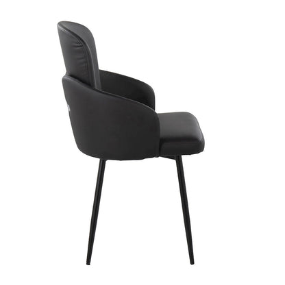 LumiSource Dahlia Dining Chair Set of 2 | Black PU & Chrome Metal | Dining Room & Kitchen Seating | 22 x 22.5 x 34.25 in | Model CH-DAHLIA2BKBK2