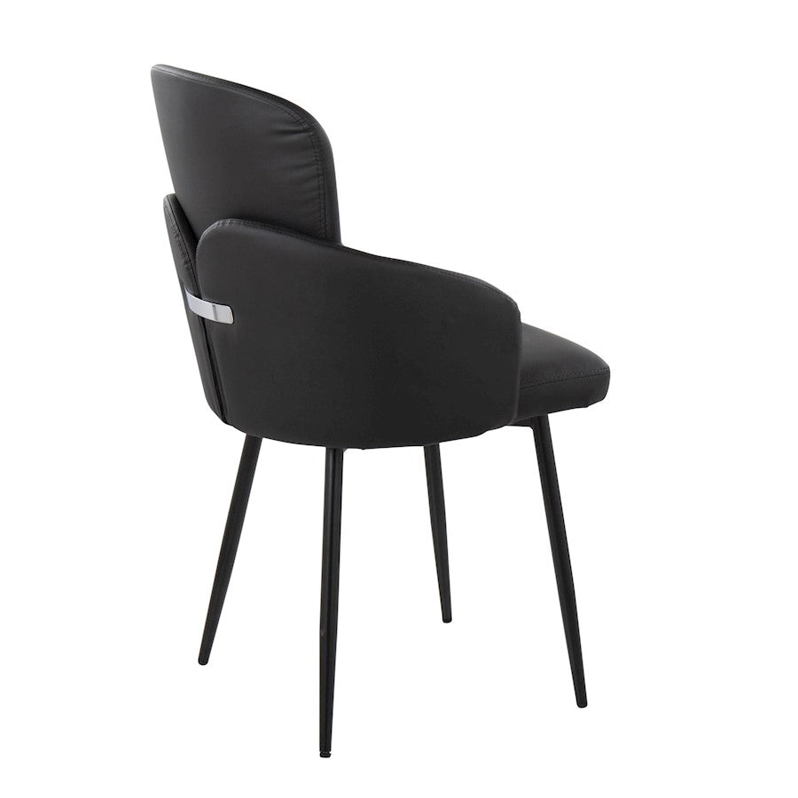 LumiSource Dahlia Dining Chair Set of 2 | Black PU & Chrome Metal | Dining Room & Kitchen Seating | 22 x 22.5 x 34.25 in | Model CH-DAHLIA2BKBK2