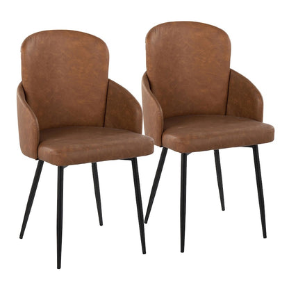 LumiSource Dahlia Dining Chair Set of 2 | Black Metal & Camel PU | Dining Room & Kitchen Seating | 22 x 22.5 x 34.25 in | Model CH-DAHLIA2BKCAM2