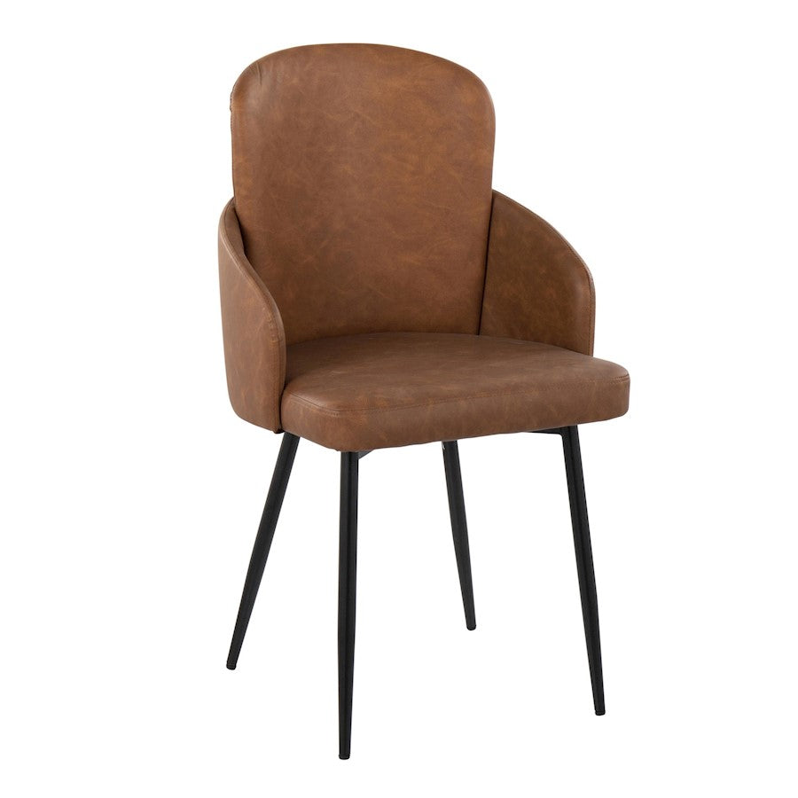LumiSource Dahlia Dining Chair Set of 2 | Black Metal & Camel PU | Dining Room & Kitchen Seating | 22 x 22.5 x 34.25 in | Model CH-DAHLIA2BKCAM2
