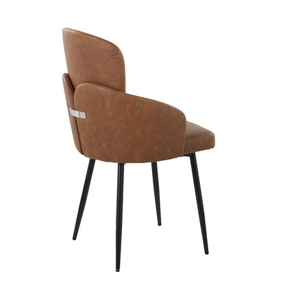 LumiSource Dahlia Dining Chair Set of 2 | Black Metal & Camel PU | Dining Room & Kitchen Seating | 22 x 22.5 x 34.25 in | Model CH-DAHLIA2BKCAM2