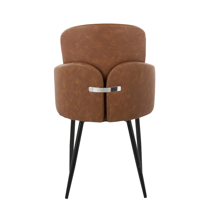 LumiSource Dahlia Dining Chair Set of 2 | Black Metal & Camel PU | Dining Room & Kitchen Seating | 22 x 22.5 x 34.25 in | Model CH-DAHLIA2BKCAM2