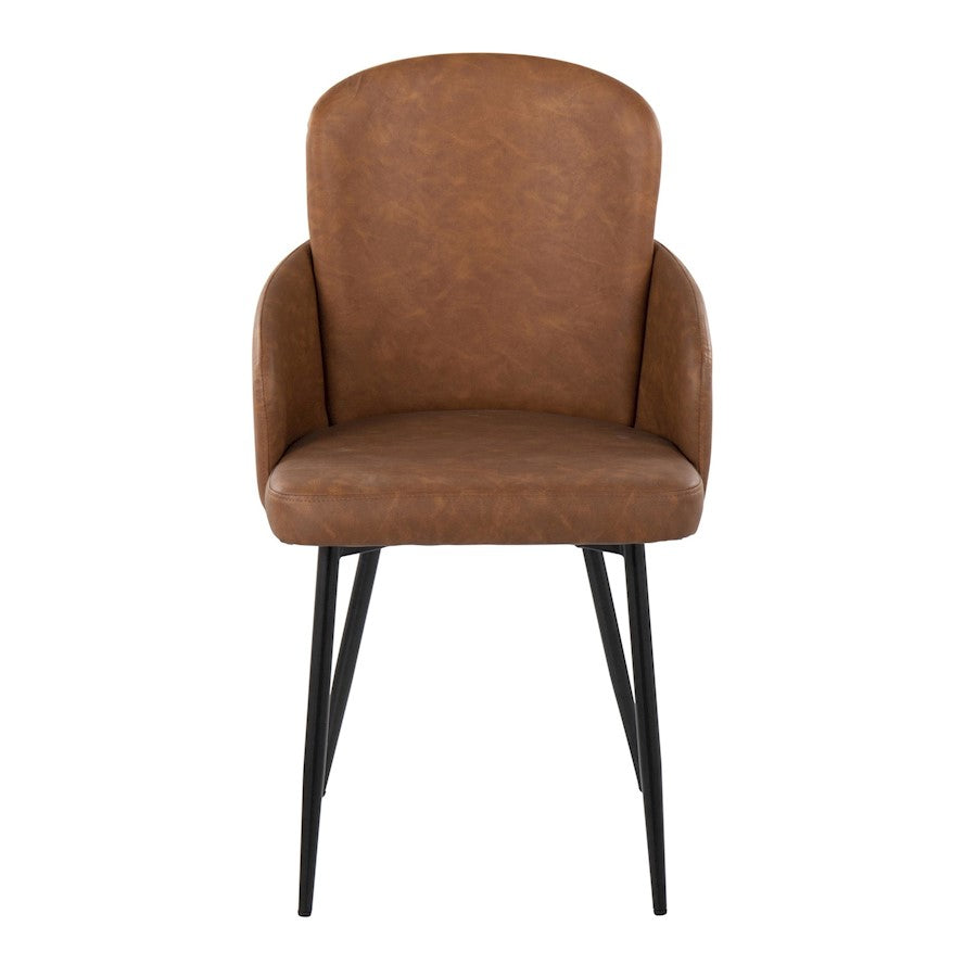 LumiSource Dahlia Dining Chair Set of 2 | Black Metal & Camel PU | Dining Room & Kitchen Seating | 22 x 22.5 x 34.25 in | Model CH-DAHLIA2BKCAM2