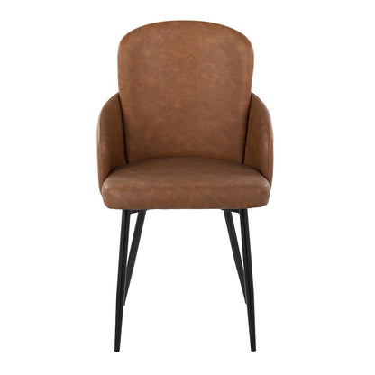 LumiSource Dahlia Dining Chair Set of 2 | Black Metal & Camel PU | Dining Room & Kitchen Seating | 22 x 22.5 x 34.25 in | Model CH-DAHLIA2BKCAM2