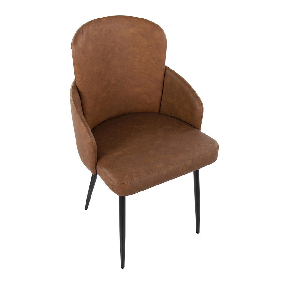 LumiSource Dahlia Dining Chair Set of 2 | Black Metal & Camel PU | Dining Room & Kitchen Seating | 22 x 22.5 x 34.25 in | Model CH-DAHLIA2BKCAM2