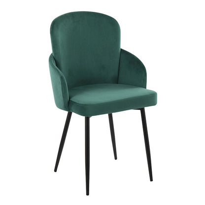 LumiSource Dahlia Dining Chair Set of 2 | Black Metal & Green Velvet | Dining Room & Kitchen Seating | 22 x 22.5 x 34.25 in | Model CH-DAHLIA2BKVGN2