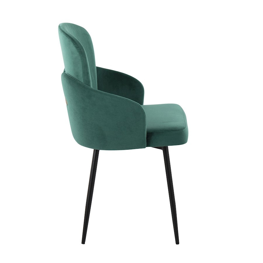 LumiSource Dahlia Dining Chair Set of 2 | Black Metal & Green Velvet | Dining Room & Kitchen Seating | 22 x 22.5 x 34.25 in | Model CH-DAHLIA2BKVGN2
