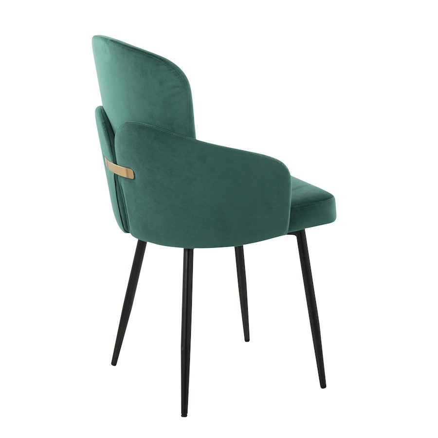 LumiSource Dahlia Dining Chair Set of 2 | Black Metal & Green Velvet | Dining Room & Kitchen Seating | 22 x 22.5 x 34.25 in | Model CH-DAHLIA2BKVGN2