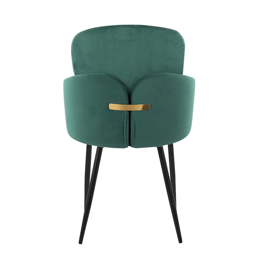 LumiSource Dahlia Dining Chair Set of 2 | Black Metal & Green Velvet | Dining Room & Kitchen Seating | 22 x 22.5 x 34.25 in | Model CH-DAHLIA2BKVGN2