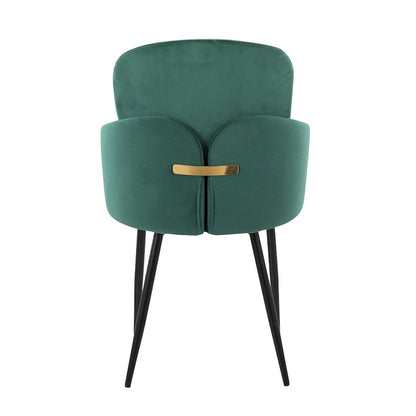 LumiSource Dahlia Dining Chair Set of 2 | Black Metal & Green Velvet | Dining Room & Kitchen Seating | 22 x 22.5 x 34.25 in | Model CH-DAHLIA2BKVGN2