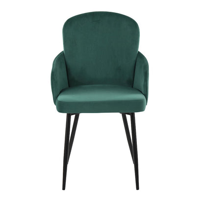 LumiSource Dahlia Dining Chair Set of 2 | Black Metal & Green Velvet | Dining Room & Kitchen Seating | 22 x 22.5 x 34.25 in | Model CH-DAHLIA2BKVGN2