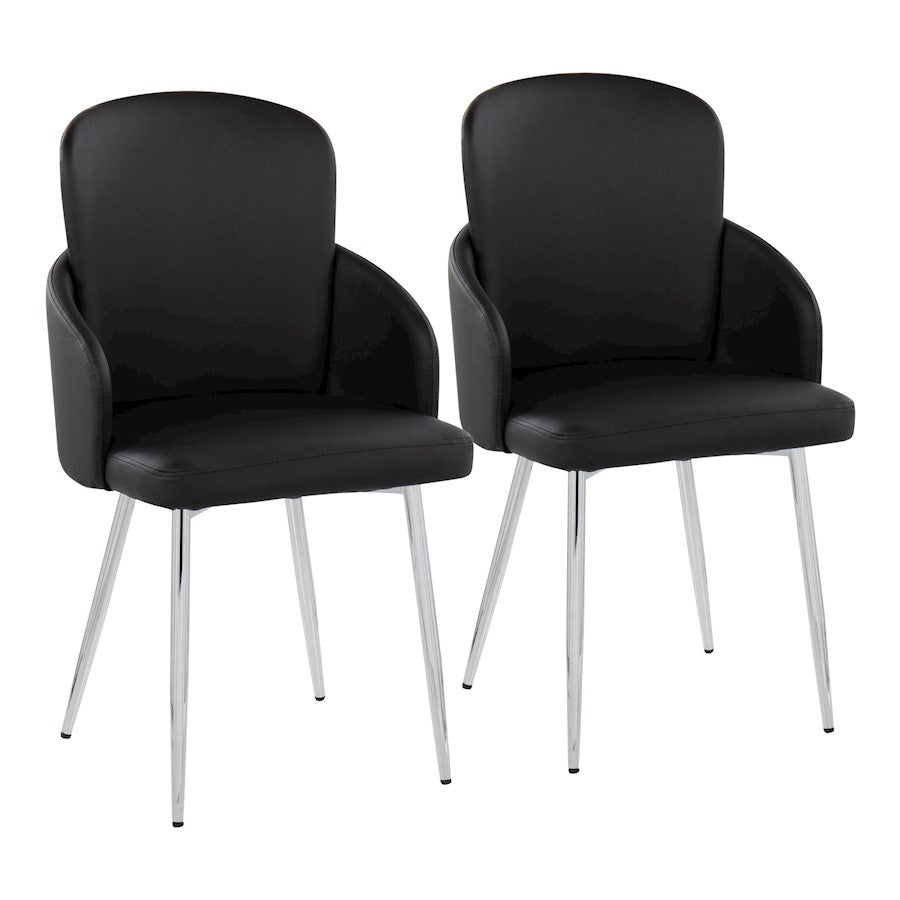 LumiSource Dahlia Dining Chair Set of 2 | Black PU and Chrome Metal | Dining Room & Kitchen Seating | 22 x 22.5 x 34.25 in | Model CH-DAHLIA2SVBK2