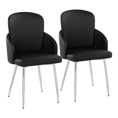 LumiSource Dahlia Dining Chair Set of 2 | Black PU and Chrome Metal | Dining Room & Kitchen Seating | 22 x 22.5 x 34.25 in | Model CH-DAHLIA2SVBK2