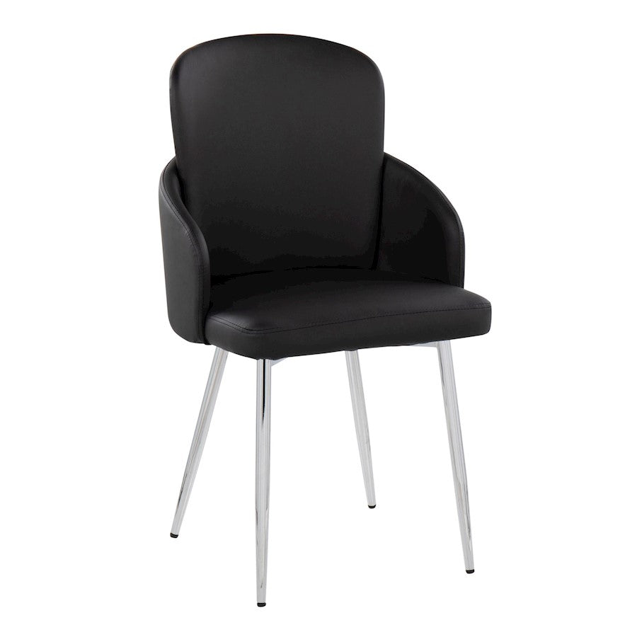 LumiSource Dahlia Dining Chair Set of 2 | Black PU and Chrome Metal | Dining Room & Kitchen Seating | 22 x 22.5 x 34.25 in | Model CH-DAHLIA2SVBK2