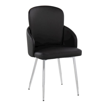 LumiSource Dahlia Dining Chair Set of 2 | Black PU and Chrome Metal | Dining Room & Kitchen Seating | 22 x 22.5 x 34.25 in | Model CH-DAHLIA2SVBK2