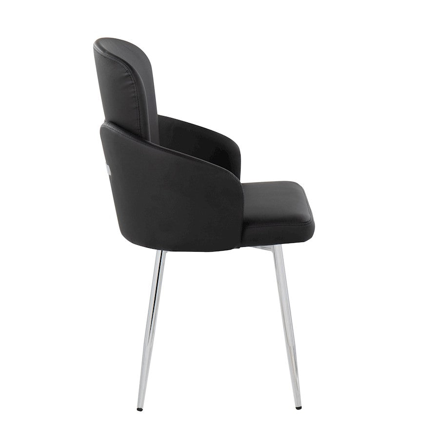 LumiSource Dahlia Dining Chair Set of 2 | Black PU and Chrome Metal | Dining Room & Kitchen Seating | 22 x 22.5 x 34.25 in | Model CH-DAHLIA2SVBK2
