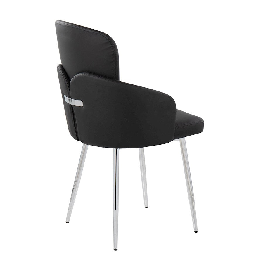 LumiSource Dahlia Dining Chair Set of 2 | Black PU and Chrome Metal | Dining Room & Kitchen Seating | 22 x 22.5 x 34.25 in | Model CH-DAHLIA2SVBK2