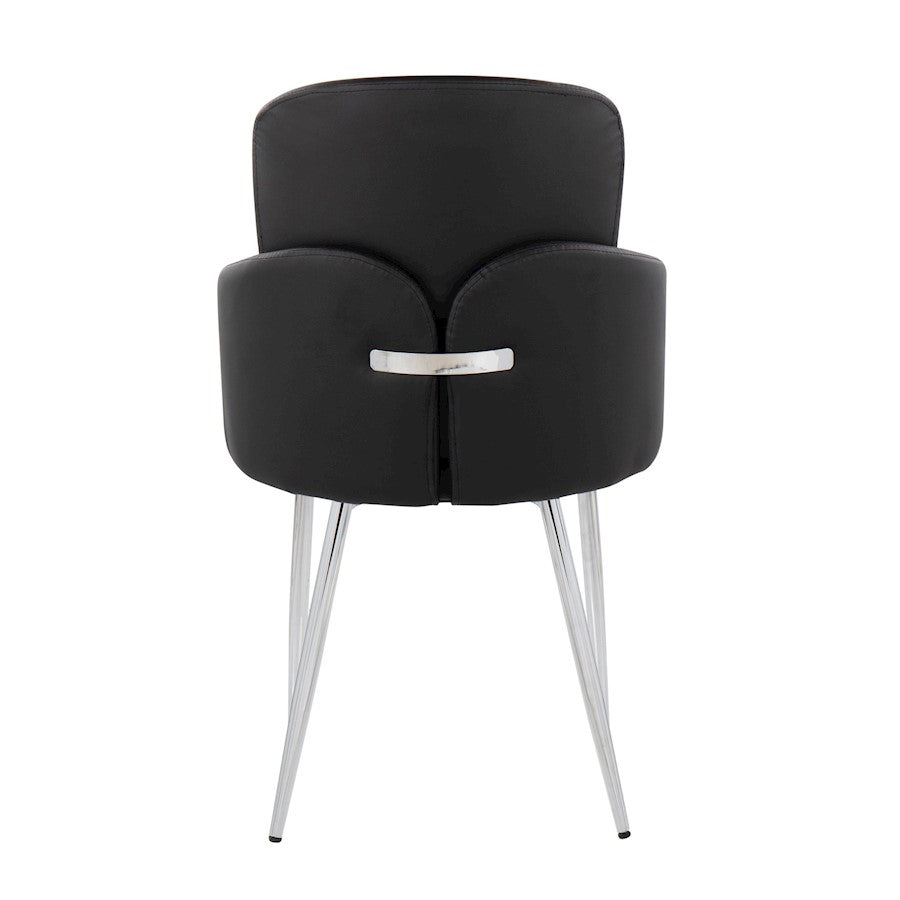 LumiSource Dahlia Dining Chair Set of 2 | Black PU and Chrome Metal | Dining Room & Kitchen Seating | 22 x 22.5 x 34.25 in | Model CH-DAHLIA2SVBK2